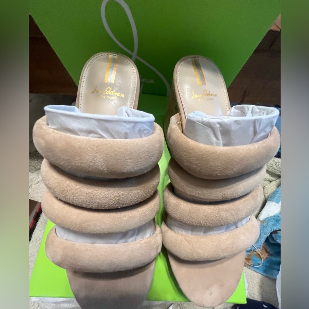 NWT Sam Edelman Women's Yuki Platform Wedge Sandal Golden Caramel - Picture 11 of 15